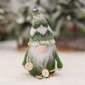 Christmas gnome doll in green knit hat with wooden skis and sticks for festive decor - Green Series Forest Man