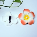 Frangipani hair clips in white and gradient orange with pearl centers and duckbill clips - 4cm / Orange Flower Head + Pearl + Clip