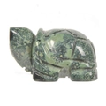 Green polished natural jade tortoise figurine with dark speckled stone patterns - Sparrow Stone / S