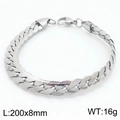 Bracelet chaîne NK Figaro en acier inoxydable argenté de 8mm avec fermoir mousqueton - Bracelet Argenté (KB188405-Z) / 200mm x 8mm