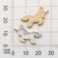 Ciondolo a forma di unicorno in oro con smalto bianco e azzurro e scala graduata - Unicorno che Corre Blu Bianco