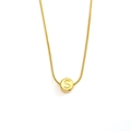 Golden snake chain necklace featuring a round gold bead pendant with letter S engraving - Letter S