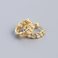 Golden chain link hoop earrings in S925 sterling silver with a chunky industrial design - Yellow Gold Color (Pair)