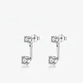 Eleganti orecchini a perno in argento s925 a doppia usura con zirconi scintillanti - Argento 925 / Argento