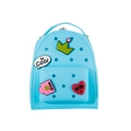 Sky blue EVA kids backpack with cute cartoon charms and DIY perforated hole design - Light Blue
