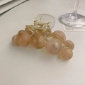 Elegant peach pink pearl bead hair claw clip with transparent base and metallic spring - Transparent Base + Lotus Root Pink