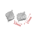 Pair of leaf shaped stainless steel pendants in steel color measuring 13mm x 17mm - Steel Color 17x13mm
