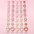 Y2K heart-shaped alloy nail art charms in 35 styles with various sizes and gem finishes - White Rhinestone Style (MZH-9930) / Gold