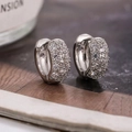 Elegante silberne Creolen mit Zirkonia-Mikropflasterung und minimalistischem Runddesign - Silber