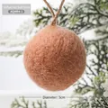 Brown handmade wool felt ball Christmas ornament 5cm with natural twine hanging loop - 5cm / Coffee