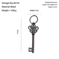 30cm vintage style cast iron decorative skeleton key hook in dark bronze finish - 6414 Small Key with Ring