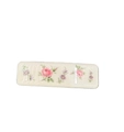 Fermaglio per capelli floreale con rose vintage rosa su base bianco crema - Rettangolare / Bianco