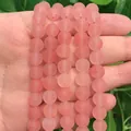 Matte rose quartz round beads for DIY jewelry with soft pink frosted texture - Matte Watermelon Red / 4mm/1 Piece Approximately 90 Pieces/10g