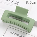 Detailed macro view of an 8.5cm matte green square hair claw clip with comb teeth - Matte Green (S150-5) / 8.5cm