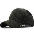Dunkelgrüne Baseballkappe mit Camouflage-Streifen und gebogener Krempe für Herren - Verstellbar / Armeegrün