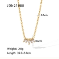 Gold stainless steel necklace featuring a fan-shaped marquise zircon pendant and detailed dimensions - Zircon Fan Minimalist Necklace