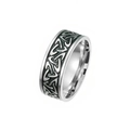 Men's titanium steel ring featuring vintage Celtic knot patterns in a silver finish - Celtic Trinity Knot (8MM Black Oil)