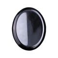 Polished black oval worry stone thumb crystal with high gloss finish on white background - Obsidian