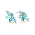 Orecchini a fiore in argento S925 con pietre marquise azzurre su sfondo bianco minimalista - Tono Argento Con Zirconia Blu