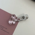 Elegant silver-toned butterfly hair clip with pink rhinestones on a decorative card - Silver/Pink Zirconia-Small Butterfly