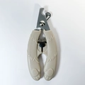 Stainless steel pet nail clipper with light grey anti-slip cat paw handle and safety lock - Large / Light Coffee