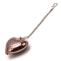Hartvormig roestvrijstalen thee-ei in roségoud met metalen ketting en ophanghaak - Roségoud