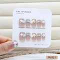 Handmade cat eye press-on nails with 3D floral accents and pearls in pastel colors - XS / Sweet Daisy Style (FM221)