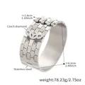 Polished silver stainless steel honeycomb bracelet with sparkling Czech diamond wings - Z331-White Zircon Brick Wall / Steel