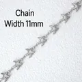 Macro detail of silver stainless steel starfish DIY chain with 11mm width and 5# model size - 5# Starfish Chain (Width 11mm/Meter)