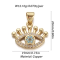 Detailed view of gold-plated evil eye heart pendant with dimensions and copper material info - DBN155-04 (Gold Crown Zirconia Eye)