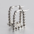 Polished stainless steel geometric rectangle earrings with high-shine round bead link design - Rectangle / U-Shape / Steel