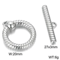 Gepolijste roestvrijstalen OT-toggle sluiting met spiraalstructuur en 20mm ronde ring - Ronde Stijl 2 / Staalkleur