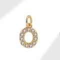 Sparkling gold S925 sterling silver letter O charm with cubic zirconia stones - Gold (Letter O)