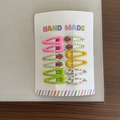 Cute mini BB hair clips set with colorful strawberry and pineapple fruit prints for girls - 7-Red Yellow Green (Set of 10)