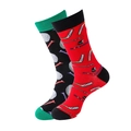 Mid-calf cotton socks featuring golf and ice hockey themed patterns in black and red colors - One Size / Sports Theme Style (A1144) / Red Black Contrast