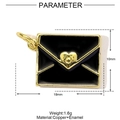 Detail of black enamel envelope pendant in gold plated copper with 18mm width and 10mm height - Black Envelope (YE958-3)