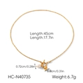 Detail view of OT buckle gold pearl necklace with dimensions and specifications - OT Buckle Round Bead Pearl Style(HC-N40735)