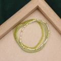 Three-layer handmade seed bead bracelet in green, white and gold color tones - Style 53-3pcs Yellow White Green