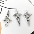 Drei antike Caduceus-Anhänger aus Silberlegierung für DIY-Schmuck und Medizinsymbole - Merkurstab (13x25mm)