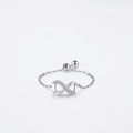 Adjustable S925 sterling silver infinity chain ring with micro-pave cubic zirconia stones - Adjustable Open / 925 Sterling Silver