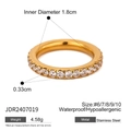 Gold plated stainless steel eternity ring with cubic zirconia inlay for women - Half Row Zirconia Stainless Steel Ring-#6 (JDR2407019-6)