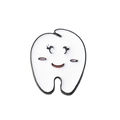 Cute cartoon tooth brooch in white alloy with smiling face and pink blush detail - Simple Smiling Teeth Style (xz8311)