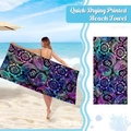Close-up of quick-drying microfiber beach towel with vibrant mandala paisley print - 150*75cm-250g / Colorful Gradient Rainbow