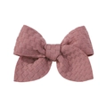 3.3 inch Morandi pink waffle texture bow hair clip for girls with jacquard fabric - Dusty Pink