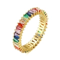 18k gold plated silver ring with colorful cubic zirconia stones on white background - Style 6/Rainbow Marquise Eternity Band