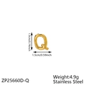 Golden stainless steel letter Q bubble pendant with size and weight specifications - Letter-Q