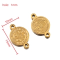 Goldener St. Benedikt Anhänger aus Edelstahl mit 1mm Loch für DIY-Schmuckherstellung - 5 Stk./Packung / 10mm-Gold