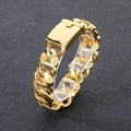 Polished gold-plated stainless steel Cuban link bracelet for men with rectangular box clasp - 20mm Width / Polished Gold (KB187085-KJX)