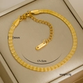 Detail of 4mm flat snake chain anklet in 18K gold finish with lobster clasp and tag - 6-15 (4mm Flat Herringbone Chain)