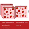Lot de 24 serviettes de fête à motif fraise en papier 18g pour décorations à thème - Serviettes fraise